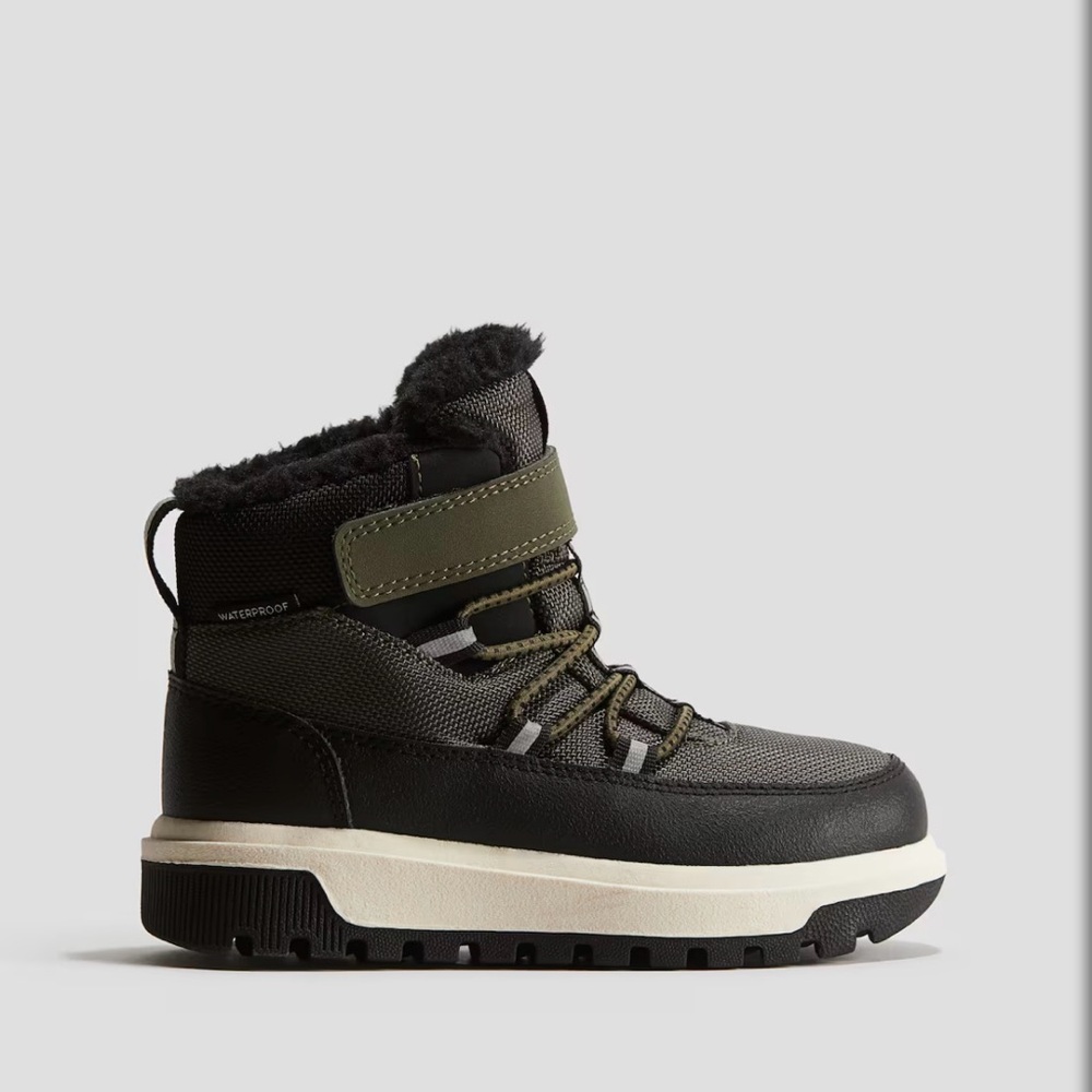 Kids Waterproof Black and Green Boots